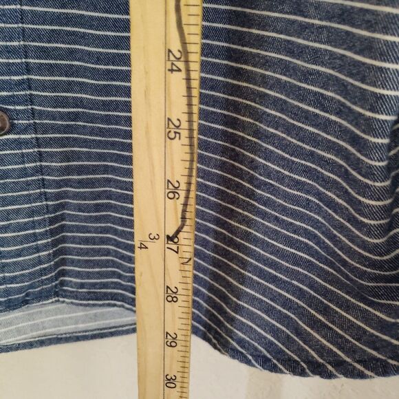 Duluth Trading Long Sleeve Stripe Cotton Button Down SZ Large - Picture 6 of 8